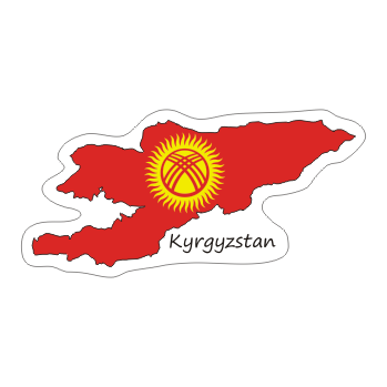 Przejdź do produktu Naklejka Kontur z Flagą - Kirgistan 8 cm