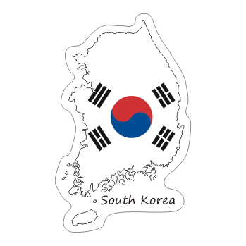 Przejdź do produktu Naklejka Kontur z Flagą - Korea Południowa 8 cm