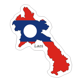 Przejdź do produktu Naklejka Kontur z Flagą - Laos 8 cm