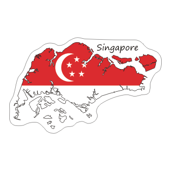Przejdź do produktu Naklejka Kontur z Flagą - Singapur 8 cm