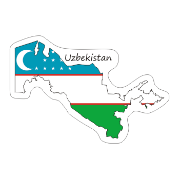 Przejdź do produktu Naklejka Kontur z Flagą - Uzbekistan 8 cm