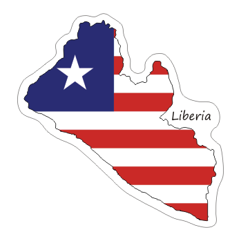 Przejdź do produktu Naklejka Kontur z Flagą - Liberia 8 cm