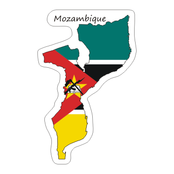 Przejdź do produktu Naklejka Kontur z Flagą - Mozambik 8 cm