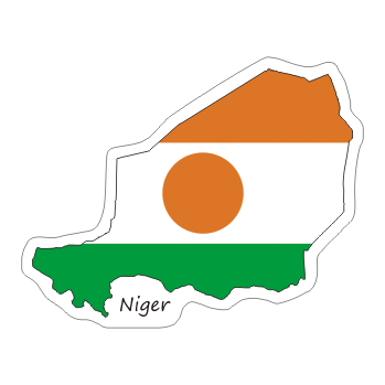 Przejdź do produktu Naklejka Kontur z Flagą - Niger 8 cm