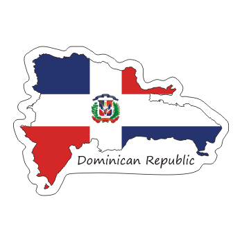Przejdź do produktu Naklejka Kontur z Flagą - Dominikana 8 cm