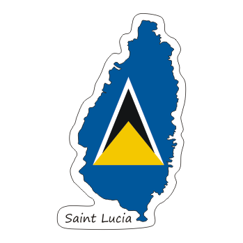 Przejdź do produktu Naklejka Kontur z Flagą - Saint Lucia 8 cm