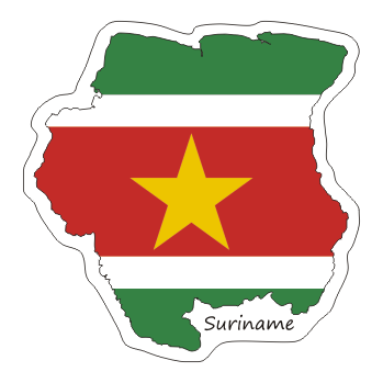 Przejdź do produktu Naklejka Kontur z Flagą - Surinam 8 cm