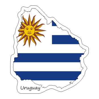 Przejdź do produktu Naklejka Kontur z Flagą - Urugwaj 8 cm