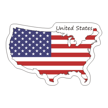 Przejdź do produktu Naklejka Kontur z Flagą - Stany Zjednoczone USA 8 cm
