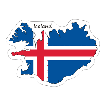 Przejdź do produktu Naklejka Kontur z Flagą - Islandia 8 cm