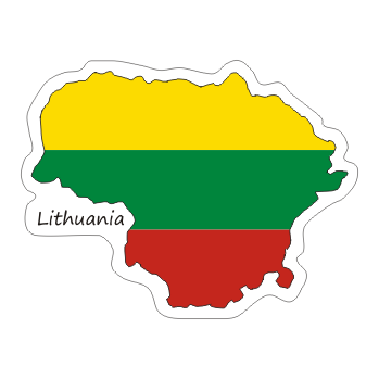 Przejdź do produktu Naklejka Kontur z Flagą - Litwa 8 cm