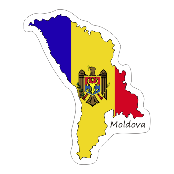 Przejdź do produktu Naklejka Kontur z Flagą - Mołdawia 8 cm