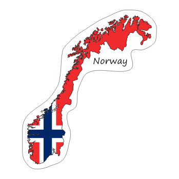 Przejdź do produktu Naklejka Kontur z Flagą - Norwegia 8 cm