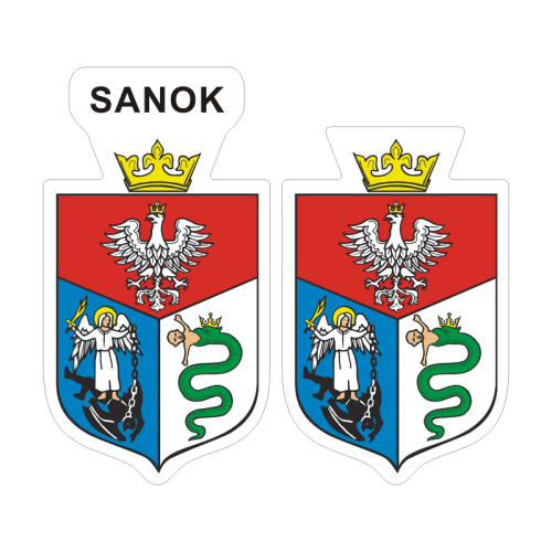 Przejdź do produktu Naklejki Herb - Sanok 6 i 7 cm