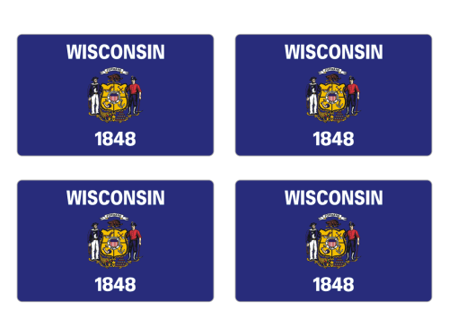 Przejdź do produktu Naklejki Flagi - Wisconsin 4 szt. 5 cm