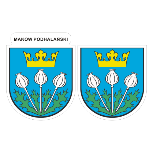Przejdź do produktu Naklejki Herb - Maków Podhalański 6 i 7 cm