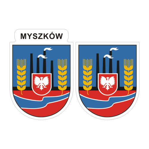 Przejdź do produktu Naklejki Herb - Myszków 6 i 7 cm