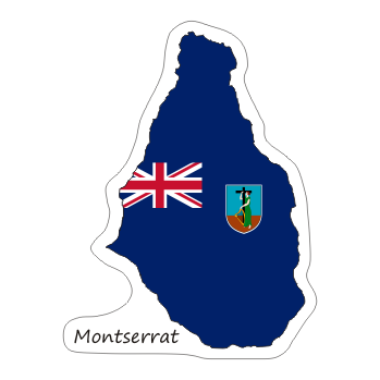 Przejdź do produktu Naklejka Kontur z Flagą - Montserrat 8 cm