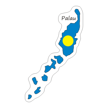 Przejdź do produktu Naklejka Kontur z Flagą - Palau 8 cm