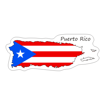 Przejdź do produktu Naklejka Kontur z Flagą - Puertoryko 8 cm