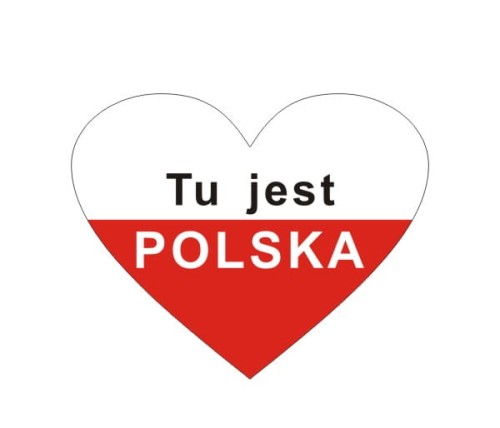 Przejdź do produktu Naklejka serce z flagą Tu jest Polska 10 cm