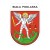 Naklejka z herbem Białej Podlaskiej i napisem Biała Podlaska nad herbem, herb i napis posiadają białą obwódkę, która jest białym tłem dla herbu Białej Podlaskiej i napisu. Wymiar naklejki 12 cm wysokości.