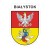 Naklejka z herbem Białegostoku i napisem Białystok nad herbem, herb i napis posiadają białą obwódkę, która jest białym tłem dla herbu Białegostoku i napisu. Wymiar naklejki 12 cm wysokości.