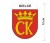 Naklejka z herbem Kielc, nad herbem jest umieszczony napis Kielce. Herb wraz z nazwą otoczone są białą obwódką stanowiącą białe tło naklejki. Obok podano wymiar wysokości naklejki - 12 cm.