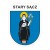 Naklejka z herbem Starego Sącza i napisem Stary Sącz nad herbem, herb i napis posiadają białą obwódkę, która jest białym tłem dla herbu Starego Sącza i napisu. Wymiar naklejki 12 cm wysokości.