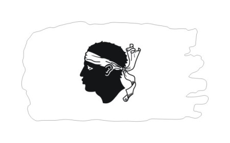 Stylowa naklejka wodoodporna w stylu Ghost szerokości 13 cm z flagą Korsyki.