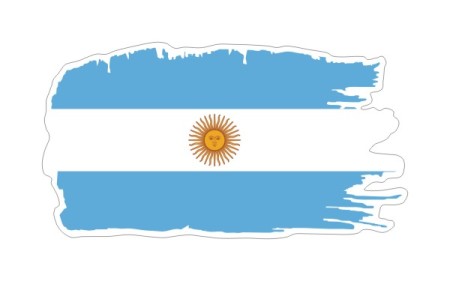 Stylowa naklejka wodoodporna w stylu Ghost szerokości 13 cm z flagą Argentyny. Flaga państwa Argentyna otoczona jest białą obwódką.