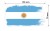 Naklejka wodoodporna z flagą Argentyny w stylu duszka. Podane są wymiary, szerokość  13 cm i wysokość 7 cm. Na zewnątrz flagi państwa Argentyna znajduje się biała obwódka stanowiąca białe tło dla flagi Argentyny.