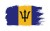 Stylowa naklejka wodoodporna w stylu Ghost szerokości 13 cm z flagą Barbadosu. Flaga państwa Barbados otoczona jest białą obwódką.