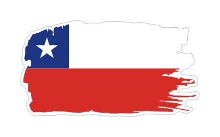 Stylowa naklejka wodoodporna w stylu Ghost szerokości 13 cm z flagą Chile. Flaga państwa Chile otoczona jest białą obwódką.