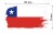 Naklejka wodoodporna z flagą Chile w stylu duszka. Podane są wymiary, szerokość  13 cm i wysokość 7 cm. Na zewnątrz flagi państwa Chile znajduje się biała obwódka stanowiąca białe tło dla flagi Chile.