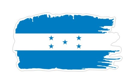 Stylowa naklejka wodoodporna w stylu Ghost szerokości 13 cm z flagą Hondurasu. Flaga państwa Honduras otoczona jest białą obwódką.