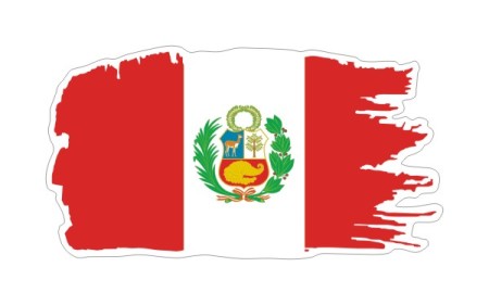 Stylowa naklejka wodoodporna w stylu Ghost szerokości 13 cm z flagą Peru. Flaga państwa Peru otoczona jest białą obwódką.