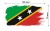 Naklejka wodoodporna z flagą Saint Kitts i Nevis w stylu duszka. Podane są wymiary, szerokość  13 cm i wysokość 7 cm. Na zewnątrz flagi państwa Saint Kitts i Nevis znajduje się biała obwódka stanowiąca białe tło dla flagi Saint Kitts i Nevis.
