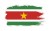 Stylowa naklejka wodoodporna w stylu Ghost szerokości 13 cm z flagą Surinamu. Flaga państwa Surinam otoczona jest białą obwódką.