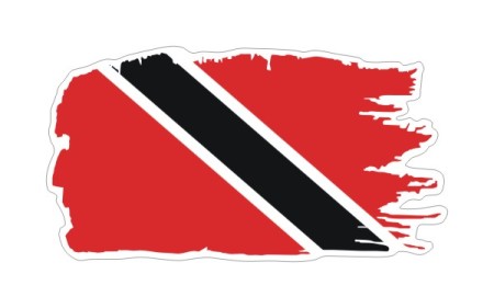 Stylowa naklejka wodoodporna w stylu Ghost szerokości 13 cm z flagą Trynidadu i Tobago. Flaga państwa Trynidad i Tobago otoczona jest białą obwódką.