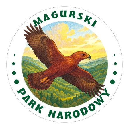Naklejka okrągła Magurski Park Narodowy z Orlikiem Krzykliwym