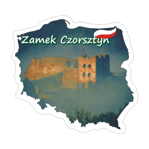 Przejdź do produktu Naklejka Kontur Polski z Zamkiem Czorsztyn 8 cm