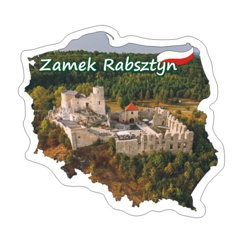 Przejdź do produktu Naklejka Kontur Polski z Zamkiem Rabsztyn 8 cm