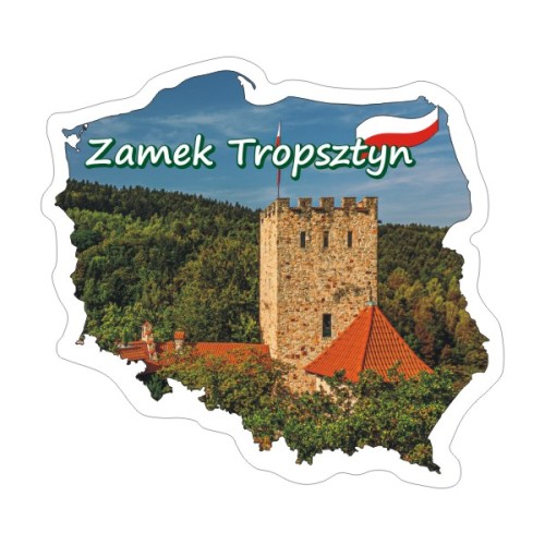 Przejdź do produktu Naklejka Kontur Polski z Zamkiem Tropsztyn 8 cm