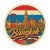 Naklejka Bangkok z symbolami tego miasta, napisem Bangkok i flagą Tajlandii w tle. Naklejka jest wodoodporna, okrągła i kolorowa z kremową obwódką.