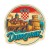 Naklejka Dubrownik z symbolami tego miasta, napisem Dubrovnik i flagą Chorwacji w tle. Naklejka jest wodoodporna, okrągła i kolorowa z kremową obwódką.