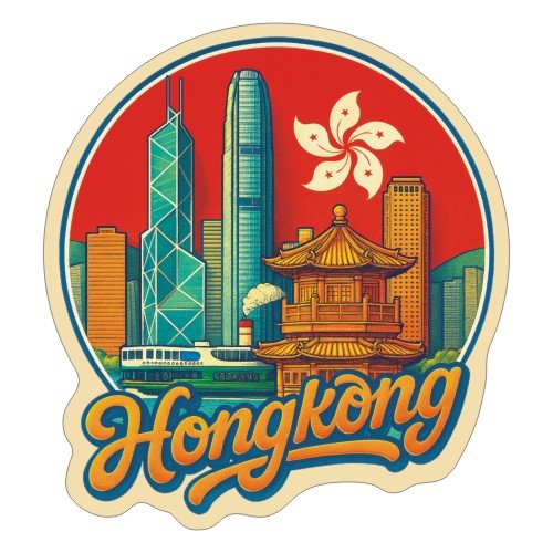 Przejdź do produktu Naklejka 8 cm okrągła Hongkong