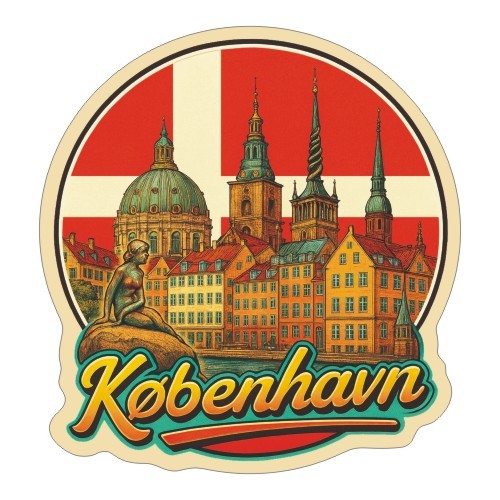 Przejdź do produktu Naklejka 8 cm okrągła Kopenhaga