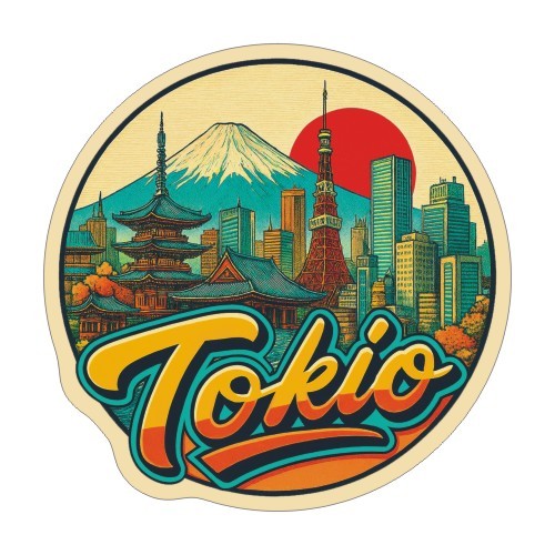 Przejdź do produktu Naklejka 8 cm okrągła Tokio
