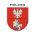 Naklejka z herbem województwa podlaskiego i napisem Podlaskie. Naklejka jest wodoodporna, z białą obwódką.